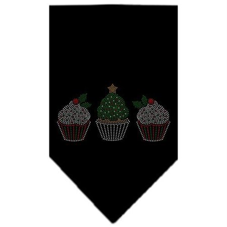 UNCONDITIONAL LOVE Christmas Cupcakes Rhinestone Bandana Black Large UN852193